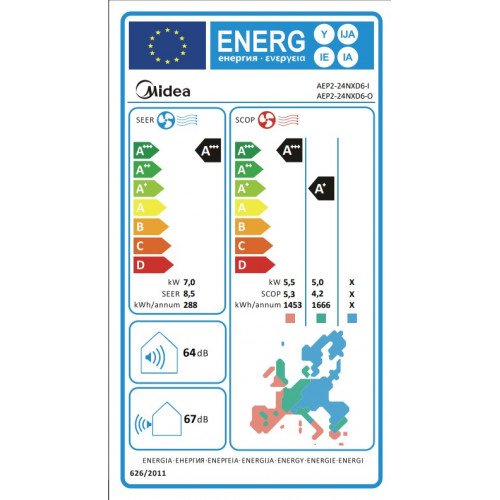 Midea All Easy Pro AEP2-24NXD6-I / AEP2-24NXD6-O Κλιματιστικό Inverter 24000 BTU A+++/A+ με Ιονιστή και WiFi Midea All Easy Pro AEP2-24NXD6-I / AEP2-24NXD6-O Κλιματιστικό Inverter 24000 BTU A+++/A+ με Ιονιστή και WiFi