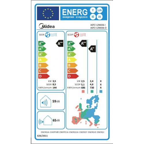 Midea All Easy Pro AEP2-12NXD6-I / AEP2-12NXD6-O Κλιματιστικό Inverter 12000 BTU A+++/A++ με Ιονιστή και WiFi Midea All Easy Pro AEP2-12NXD6-I / AEP2-12NXD6-O Κλιματιστικό Inverter 12000 BTU A+++/A++ με Ιονιστή και WiFi