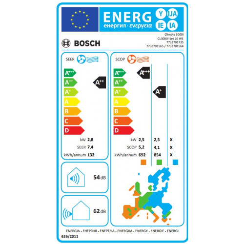 Bosch Climate 3000i 26WE Κλιματιστικό Inverter 9.000Btu/h A++/A+++ Bosch Climate 3000i 26WE Κλιματιστικό Inverter 9.000Btu/h A++/A+++