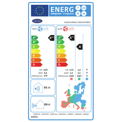 Κλιματιστικό CARRIER COOLEASY 38QHE/42QHE24D8SH 24.000btu/h Κλιματιστικό CARRIER COOLEASY 38QHE/42QHE24D8SH 24.000btu/h