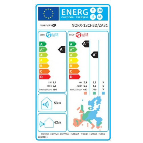 Nordstar TN-X NORX-13CHSD/ZA31 Κλιματιστικό Τοίχου Inverter 12.000 BTU/h WiFi Standard A++/+++ Nordstar TN-X NORX-13CHSD/ZA31 Κλιματιστικό Τοίχου Inverter 12.000 BTU/h WiFi Standard A++/+++