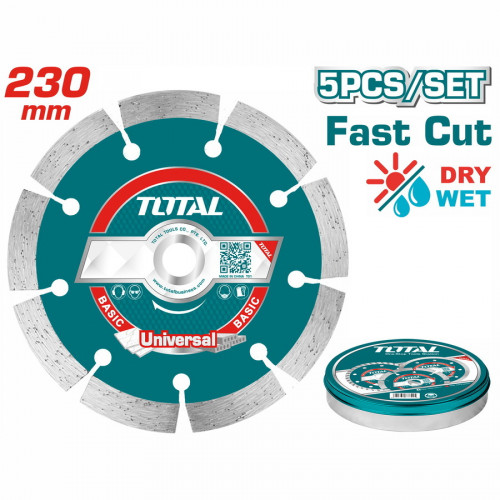 TOTAL ΔΙΑΜΑΝΤΟΔΙΣΚΟΙ ΞΗΡΑΣ ΚΟΠΗΣ 230mm 5TEM ΣΕ ΜΕΤΑΛΛΙΚΟ ΚΟΥΤΑΚΙ (TAC2112303M) TOTAL ΔΙΑΜΑΝΤΟΔΙΣΚΟΙ ΞΗΡΑΣ ΚΟΠΗΣ 230mm 5TEM ΣΕ ΜΕΤΑΛΛΙΚΟ ΚΟΥΤΑΚΙ (TAC2112303M)