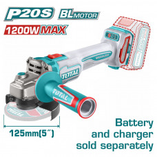 TOTAL ΕΠΑΓΓ. ΓΩΝΙΑΚΟΣ ΤΡΟΧΟΣ ΜΠΑΤ. Li-ion 20V / 125mm ΧΩΡΙΣ ΜΠΑΤΑΡΙΑ & ΦΟΡΤΙΣΤΗ (TAGLI221253E)