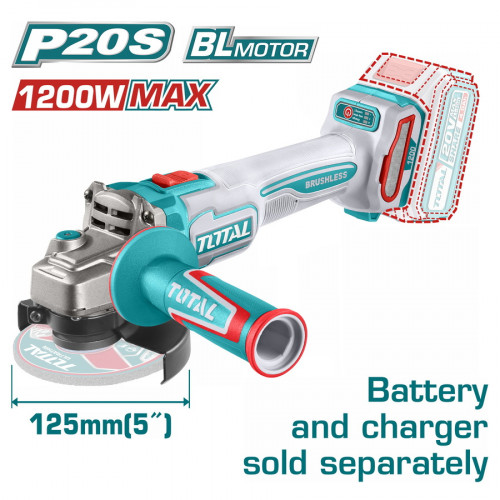 TOTAL ΕΠΑΓΓ. ΓΩΝΙΑΚΟΣ ΤΡΟΧΟΣ ΜΠΑΤ. Li-ion 20V / 125mm ΧΩΡΙΣ ΜΠΑΤΑΡΙΑ & ΦΟΡΤΙΣΤΗ (TAGLI221253E) TOTAL ΕΠΑΓΓ. ΓΩΝΙΑΚΟΣ ΤΡΟΧΟΣ ΜΠΑΤ. Li-ion 20V / 125mm ΧΩΡΙΣ ΜΠΑΤΑΡΙΑ & ΦΟΡΤΙΣΤΗ (TAGLI221253E)