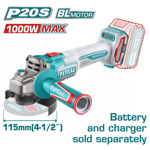 TOTAL ΕΠΑΓΓ. ΓΩΝΙΑΚΟΣ ΤΡΟΧΟΣ ΜΠΑΤ. Li-ion 20V / 115mm ΧΩΡΙΣ ΜΠΑΤΑΡΙΑ & ΦΟΡΤΙΣΤΗ (TAGLI27153) TOTAL ΕΠΑΓΓ. ΓΩΝΙΑΚΟΣ ΤΡΟΧΟΣ ΜΠΑΤ. Li-ion 20V / 115mm ΧΩΡΙΣ ΜΠΑΤΑΡΙΑ & ΦΟΡΤΙΣΤΗ (TAGLI27153)
