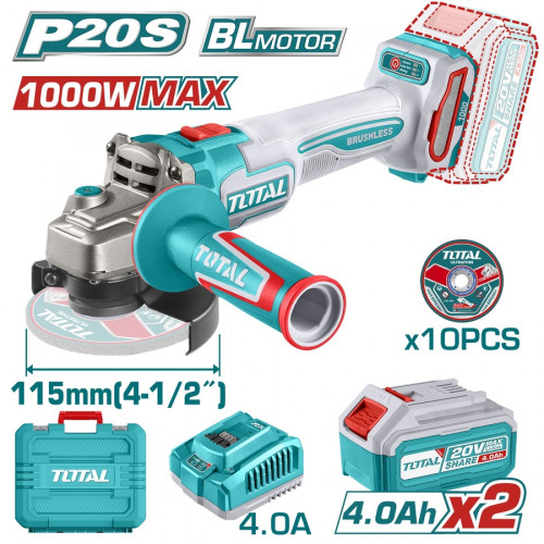 TOTAL ΕΠΑΓΓ. ΣΕΤ ΓΩΝΙΑΚΟΣ ΤΡΟΧΟΣ 125mm ΜΠΑΤ. Li-ion 20V / 4Ah / 2 ΜΠΑΤ (TAGLI271532E) TOTAL ΕΠΑΓΓ. ΣΕΤ ΓΩΝΙΑΚΟΣ ΤΡΟΧΟΣ 125mm ΜΠΑΤ. Li-ion 20V / 4Ah / 2 ΜΠΑΤ (TAGLI271532E)