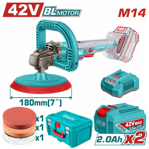TOTAL ΕΠΑΓΓ. ΓΩΝΙΑΚΟΣ ΑΛΟΙΦΑΔΟΡΟΣ ΜΠΑΤ. Li-ion 42V / 180mm / 2Ah / 2 ΜΠΑΤ BL Motor (TAPLI42182E) TOTAL ΕΠΑΓΓ. ΓΩΝΙΑΚΟΣ ΑΛΟΙΦΑΔΟΡΟΣ ΜΠΑΤ. Li-ion 42V / 180mm / 2Ah / 2 ΜΠΑΤ BL Motor (TAPLI42182E)