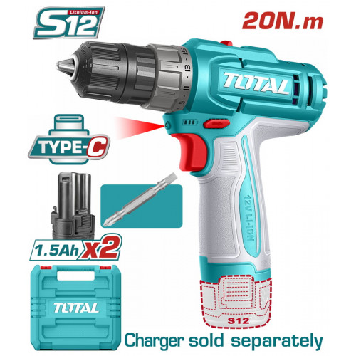TOTAL ΔΡΑΠ/ΒΙΔΟ ΜΠΑΤ. Li-ion 12V / 1.5Ah / 20Nm / 2 ΜΠΑΤ Type-C (TDLI12206E) TOTAL ΔΡΑΠ/ΒΙΔΟ ΜΠΑΤ. Li-ion 12V / 1.5Ah / 20Nm / 2 ΜΠΑΤ Type-C (TDLI12206E)