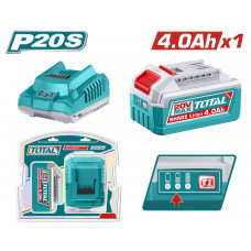 TOTAL ΕΠΑΓΓ. ΣΕΤ 1τεμ ΜΠΑΤ. TFBLI2002 Li-ion 20V/4Ah + 1τεμ ΦΟΡΤΙΣΤΗΣ TFCLI2001E (TFBCPK1012E)