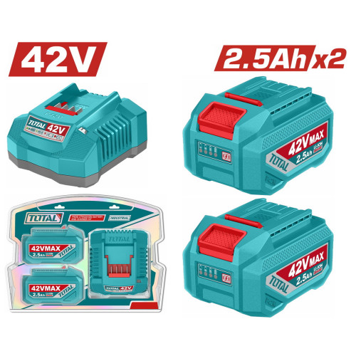 TOTAL ΕΠΑΓΓ. ΣΕΤ 2τεμ ΜΠΑΤ. TFBLI42251E Li-ion 42V/2.5Ah + 1τεμ ΦΟΡΤΙΣΤΗΣ TFCLI42021E (TFBCPM25221E) TOTAL ΕΠΑΓΓ. ΣΕΤ 2τεμ ΜΠΑΤ. TFBLI42251E Li-ion 42V/2.5Ah + 1τεμ ΦΟΡΤΙΣΤΗΣ TFCLI42021E (TFBCPM25221E)