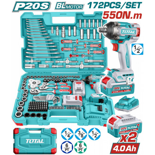 TOTAL ΕΠΑΓΓ. ΣΕΤ ΜΠΟΥΛΟΝΟΚΛΕΙΔΟ ΜΠΑΤ. Li-ion 20V / 550Nm / 4Ah / 2 ΜΠΑΤ 172ΤΕΜ (THKTHP41728E) TOTAL ΕΠΑΓΓ. ΣΕΤ ΜΠΟΥΛΟΝΟΚΛΕΙΔΟ ΜΠΑΤ. Li-ion 20V / 550Nm / 4Ah / 2 ΜΠΑΤ 172ΤΕΜ (THKTHP41728E)