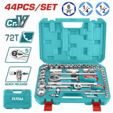TOTAL THT421441 Σετ Κασετίνα με Καρυδάκια 1/2'' και 1/4'' Τεμάχια 44