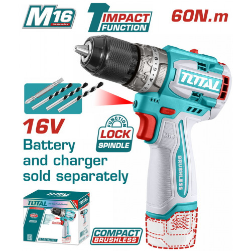 TOTAL ΕΠΑΓΓ. ΔΡΑΠ/ΒΙΔΟ ΚΡΟΥΣΤΙΚΟ ΜΠΑΤ. Li-ion 16V / 60Nm ΧΩΡΙΣ ΜΠΑΤΑΡΙΑ & ΦΟΡΤΙΣΤΗ (TIDLI16681) TOTAL ΕΠΑΓΓ. ΔΡΑΠ/ΒΙΔΟ ΚΡΟΥΣΤΙΚΟ ΜΠΑΤ. Li-ion 16V / 60Nm ΧΩΡΙΣ ΜΠΑΤΑΡΙΑ & ΦΟΡΤΙΣΤΗ (TIDLI16681)