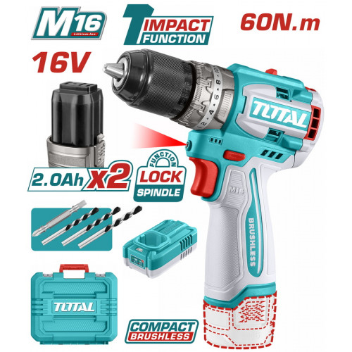 TOTAL ΕΠΑΓΓ. ΔΡΑΠ/ΒΙΔΟ ΚΡΟΥΣΤΙΚΟ ΜΠΑΤ. Li-ion 16V / 2Ah / 60Nm / 2 ΜΠΑΤ (TIDLI16682) TOTAL ΕΠΑΓΓ. ΔΡΑΠ/ΒΙΔΟ ΚΡΟΥΣΤΙΚΟ ΜΠΑΤ. Li-ion 16V / 2Ah / 60Nm / 2 ΜΠΑΤ (TIDLI16682)