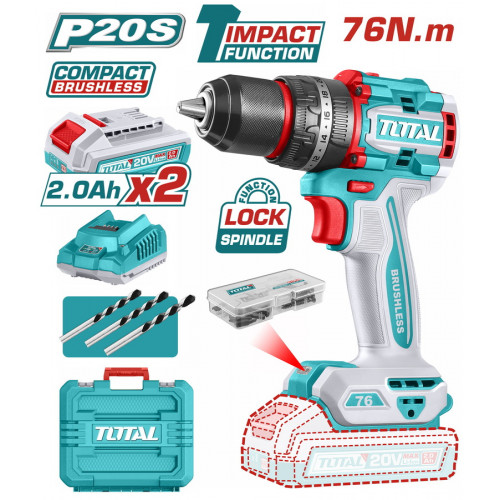 TOTAL ΕΠΑΓΓ. ΔΡΑΠ/ΒΙΔΟ ΚΡΟΥΣΤΙΚΟ ΜΠΑΤ. Li-ion 20V / 2Ah / 76Nm / 2 ΜΠΑΤ BL Motor (TIDLI20768E) TOTAL ΕΠΑΓΓ. ΔΡΑΠ/ΒΙΔΟ ΚΡΟΥΣΤΙΚΟ ΜΠΑΤ. Li-ion 20V / 2Ah / 76Nm / 2 ΜΠΑΤ BL Motor (TIDLI20768E)