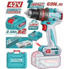 TOTAL ΕΠΑΓΓ. ΔΡΑΠ/ΒΙΔΟ ΚΡΟΥΣΤΙΚΟ ΜΠΑΤ. Li-ion 42V / 2Ah / 69Nm / 2 ΜΠΑΤ BL Motor (TIDLI426982E)
