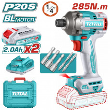 TOTAL ΕΠΑΓΓ. ΠΑΛΜΙΚΟ ΚΑΤΣΑΒΙΔΙ ΜΠΑΤ. Li-ion 20V / 2Ah / 285Nm / 2 ΜΠΑΤΑΡΙΕΣ (TIRLI2028E)