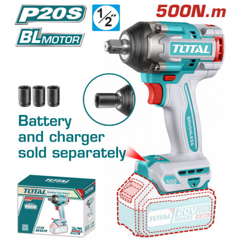 TOTAL ΕΠΑΓΓ. ΜΠΟΥΛΟΝΟΚΛΕΙΔΟ ΜΠΑΤ. Li-ion 20V / 500Nm ΧΩΡΙΣ ΜΠΑΤΑΡΙΑ & ΦΟΡΤΙΣΤΗ (TIWLI20501) TOTAL ΕΠΑΓΓ. ΜΠΟΥΛΟΝΟΚΛΕΙΔΟ ΜΠΑΤ. Li-ion 20V / 500Nm ΧΩΡΙΣ ΜΠΑΤΑΡΙΑ & ΦΟΡΤΙΣΤΗ (TIWLI20501)