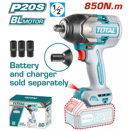 TOTAL ΕΠΑΓΓ. ΜΠΟΥΛΟΝΟΚΛΕΙΔΟ ΜΠΑΤ. Li-ion 20V / 850Nm ΧΩΡΙΣ ΜΠΑΤΑΡΙΑ & ΦΟΡΤΙΣΤΗ (TIWLI20851) TOTAL ΕΠΑΓΓ. ΜΠΟΥΛΟΝΟΚΛΕΙΔΟ ΜΠΑΤ. Li-ion 20V / 850Nm ΧΩΡΙΣ ΜΠΑΤΑΡΙΑ & ΦΟΡΤΙΣΤΗ (TIWLI20851)