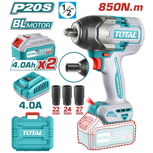TOTAL ΕΠΑΓΓ. ΜΠΟΥΛΟΝΟΚΛΕΙΔΟ ΜΠΑΤ. Li-ion 20V / 4Ah / 850Nm / 2 ΜΠΑΤΑΡΙΕΣ (TIWLI2085) TOTAL ΕΠΑΓΓ. ΜΠΟΥΛΟΝΟΚΛΕΙΔΟ ΜΠΑΤ. Li-ion 20V / 4Ah / 850Nm / 2 ΜΠΑΤΑΡΙΕΣ (TIWLI2085)