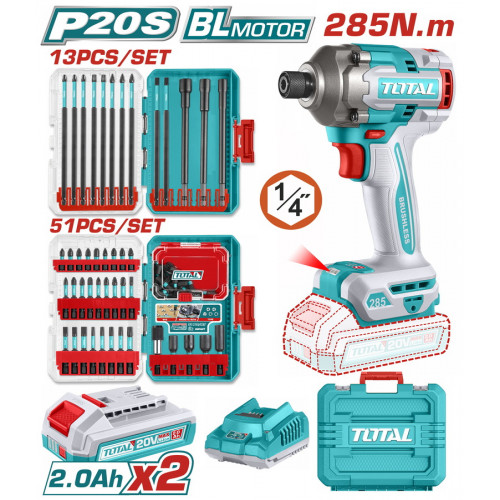 TOTAL ΕΠΑΓΓ. ΣΕΤ ΠΑΛΜΙΚΟ ΚΑΤΣΑΒΙΔΙ ΜΠΑΤ. Li-ion 20V / 2Ah / 285Nm / 2 ΜΠΑΤΑΡΙΕΣ (TOSLI250784E) TOTAL ΕΠΑΓΓ. ΣΕΤ ΠΑΛΜΙΚΟ ΚΑΤΣΑΒΙΔΙ ΜΠΑΤ. Li-ion 20V / 2Ah / 285Nm / 2 ΜΠΑΤΑΡΙΕΣ (TOSLI250784E)