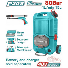 TOTAL ΕΠΑΓΓ. ΠΛΥΣΤΙΚΟ ΥΨΗΛΗΣ ΠΙΕΣΗΣ ΜΠΑΤ. Li-ion 2X20V ΧΩΡΙΣ ΜΠΑΤΑΡΙΑ & ΦΟΡΤΙΣΤΗ (TPWLI4006)