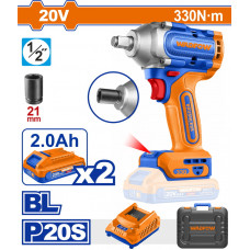 WADFOW ΜΠΟΥΛΟΝΟΚΛΕΙΔΟ ΜΠΑΤ. Li-ion 20V / 330Nm / 2Ah / 2 ΜΠΑΤ BL Motor (WCD1B33E)