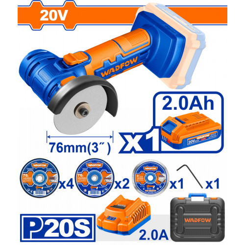 WADFOW MINI ΓΩΝΙΑΚΟΣ ΤΡΟΧΟΣ ΜΠΑΤ. Li-ion 20V / 2Ah / 1 ΜΠΑΤΑΡΙΑ (WLAP573) WADFOW MINI ΓΩΝΙΑΚΟΣ ΤΡΟΧΟΣ ΜΠΑΤ. Li-ion 20V / 2Ah / 1 ΜΠΑΤΑΡΙΑ (WLAP573)