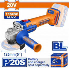 WADFOW ΓΩΝΙΑΚΟΣ ΤΡΟΧΟΣ 125mm ΜΠΑΤ. Li-ion 20V ΧΩΡΙΣ ΜΠΑΤΑΡΙΑ & ΦΟΡΤΙΣΤΗ (WLAPB530)