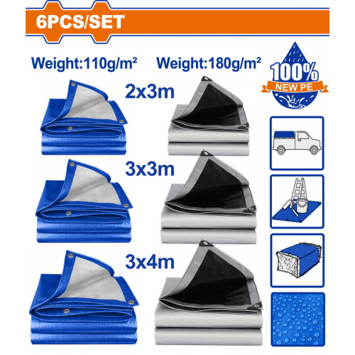 WADFOW ΣΕΤ ΜΟΥΣΑΜΑΔΕΣ ΑΔΙΑΒΡΟΧΟΙ 110gr/m2 & 180gr/m2 6 ΤΕΜ ONE PROMOTION (WTQ9106) WADFOW ΣΕΤ ΜΟΥΣΑΜΑΔΕΣ ΑΔΙΑΒΡΟΧΟΙ 110gr/m2 & 180gr/m2 6 ΤΕΜ ONE PROMOTION (WTQ9106)