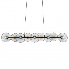 GLOBOSTAR® VERONA 00588 Μοντέρνο Κρεμαστό Φωτιστικό Οροφής με Ντουί 9 x E27 AC 220-240V IP20 - Μαύρο & Χρυσό - Μ140 x Π28 x Υ20cm