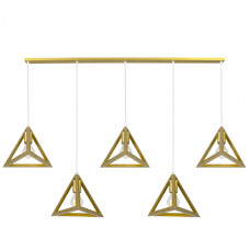 GLOBOSTAR® TRIANGLE 00610 Μοντέρνο Κρεμαστό Φωτιστικό Οροφής με Ντουί 5 x E27 AC 220-240V IP20 - Χρυσό - Μ170 x Π22 x Y130cm
