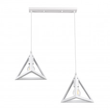 GLOBOSTAR® TRIANGLE 00612 Μοντέρνο Κρεμαστό Φωτιστικό Οροφής με Ντουί 2 x E27 AC 220-240V IP20 - Λευκό - Μ60 x Π22 x Y130cm