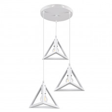 GLOBOSTAR® TRIANGLE 00617 Μοντέρνο Κρεμαστό Φωτιστικό Οροφής με Ντουί 3 x E27 AC 220-240V IP20 - Λευκό - Μ49 x Π49 x Y130cm