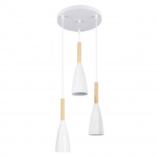 GLOBOSTAR® DILLON 00627 Μοντέρνο Κρεμαστό Φωτιστικό Οροφής με Ντουί 3 x E27 AC 220-240V IP20 - Λευκό & Μπεζ - Μ26 x Π26 x Υ130cm
