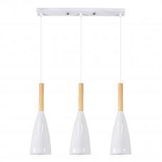 GLOBOSTAR® DILLON 00631 Μοντέρνο Κρεμαστό Φωτιστικό Οροφής με Ντουί 3 x E27 AC 220-240V IP20 - Λευκό & Μπεζ - Μ54 x Π14 x Υ130cm