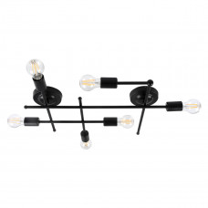 GLOBOSTAR® PIPING 00664 Vintage Φωτιστικό Τοίχου - Απλίκα με Ντουί 6 x E27 AC 220-240V IP20 - Μαύρο - Μ66 x Π9.5 x Υ49cm