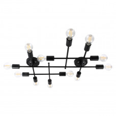 GLOBOSTAR® PIPING 00667 Vintage Φωτιστικό Τοίχου - Απλίκα με Ντουί 12 x E27 AC 220-240V IP20 - Μαύρο - Μ78.5 x Π9.5 x Υ64cm