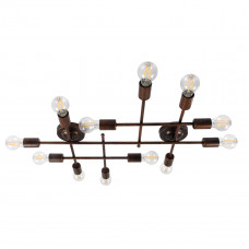 GLOBOSTAR® PIPING 00668 Vintage Φωτιστικό Τοίχου - Απλίκα με Ντουί 12 x E27 AC 220-240V IP20 - Χάλκινο - Μ78.5 x Π9.5 x Υ64cm