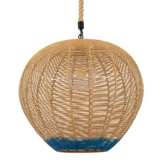 GLOBOSTAR® SIMON 00727 Boho Κρεμαστό Φωτιστικό Οροφής με Ντουί 1 x E27 AC 220-240V IP20 - Μπεζ & Μπλε - Μ50 x Π50 x Y47cm