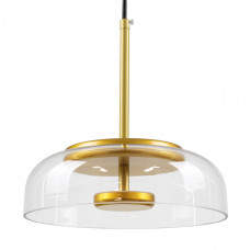 GLOBOSTAR® CHARLOTTE 00742 Μοντέρνο Κρεμαστό Φωτιστικό Οροφής LED 5W 500lm 180° AC 220-240V IP20 Θερμό Λευκό 2700K - Lumileds SMD Chip - Διάφανο & Χρυσό - Μ23 x Π23 x Υ23cm - 2 Χρόνια Εγγύηση