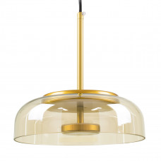 GLOBOSTAR® CHARLOTTE 00744 Μοντέρνο Κρεμαστό Φωτιστικό Οροφής LED 5W 500lm 180° AC 220-240V IP20 Θερμό Λευκό 2700K - Lumileds SMD Chip - Μελί & Χρυσό - Μ23 x Π23 x Υ23cm - 2 Χρόνια Εγγύηση