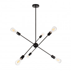 GLOBOSTAR® ZANE 00784 Μοντέρνο Φωτιστικό Οροφής με Ντουί 6 x E27 AC 220-240V IP20 - Μαύρο - Μ70 x Π70 x Υ100cm