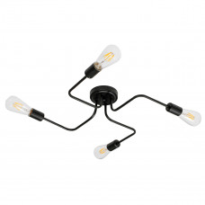 GLOBOSTAR® LIBERTA 00838 Vintage Φωτιστικό Οροφής με Ντουί 4 x E27 AC 220-240V IP20 - Μαύρο - Μ44.5 x Π44.5 x Υ12cm