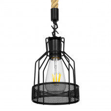 GLOBOSTAR® MASON 00881 Vintage Κρεμαστό Φωτιστικό Οροφής με Ντουί 1 x E27 AC 220-240V IP20 - Μαύρο & Μπεζ - Μ15 x Π15 x Υ24cm