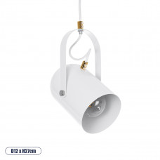 GLOBOSTAR® HAZEL 00924 Μοντέρνο Κρεμαστό Φωτιστικό Οροφής με Ντουί 1 x E27 AC 220-240V IP20 - Λευκό & Χρυσό - Μ12 x Π12 x Υ27cm