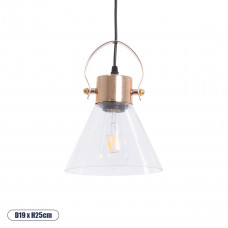 GLOBOSTAR® JAVER 00935 Vintage Κρεμαστό Φωτιστικό Οροφής με Ντουί 1 x E27 AC 220-240V IP20 - Διάφανο & Ροζ Χρυσό - Μ19 x Π19 x Υ25cm