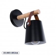 GLOBOSTAR® AMY 00947 Μοντέρνο Φωτιστικό Τοίχου - Απλίκα με Ντουί 1 x E27 AC 220-240V IP20 - Μαύρο & Μπεζ - Μ13 x Π22 x Υ25.5cm