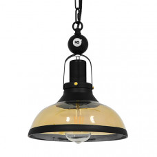 GLOBOSTAR® BILLIARD 00971 Vintage Κρεμαστό Φωτιστικό Οροφής με Ντουί 1 x E27 AC 220-240V IP20 - Mαύρο & Μελί - Μ25 x Π25 x Υ29cm