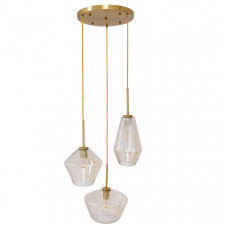 GLOBOSTAR® AMARIS 00978 Μοντέρνο Κρεμαστό Φωτιστικό Οροφής με Ντουί 3 x E27 AC 220-240V IP20 - Χρυσό Πλατίνα & Μελί - Μ50 x Π50 x Υ30cm